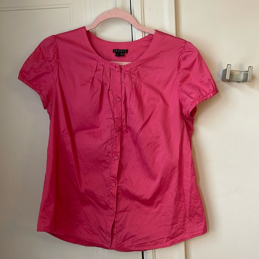 Theory Pink Short Sleeve Blouse